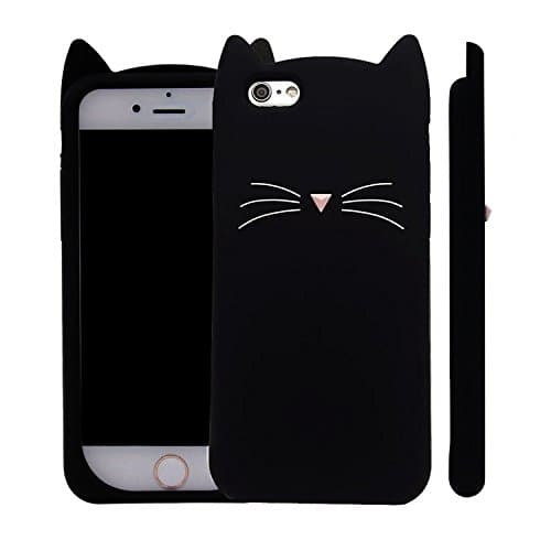 iPhone 6S Case, XINSIR Cute 3D Black Meow Party Cat Kitty Whiskers Soft Silicone Case for Apple iPhone 6/6S 4.7inch (Cat Whiskers-Black)