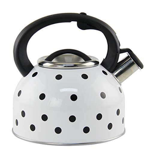 Riwendell 2.7 Quart Whistling Color Dot Tea Kettle Stainless Steel StoveTop Teapot (GS-04016F-2.5L)
