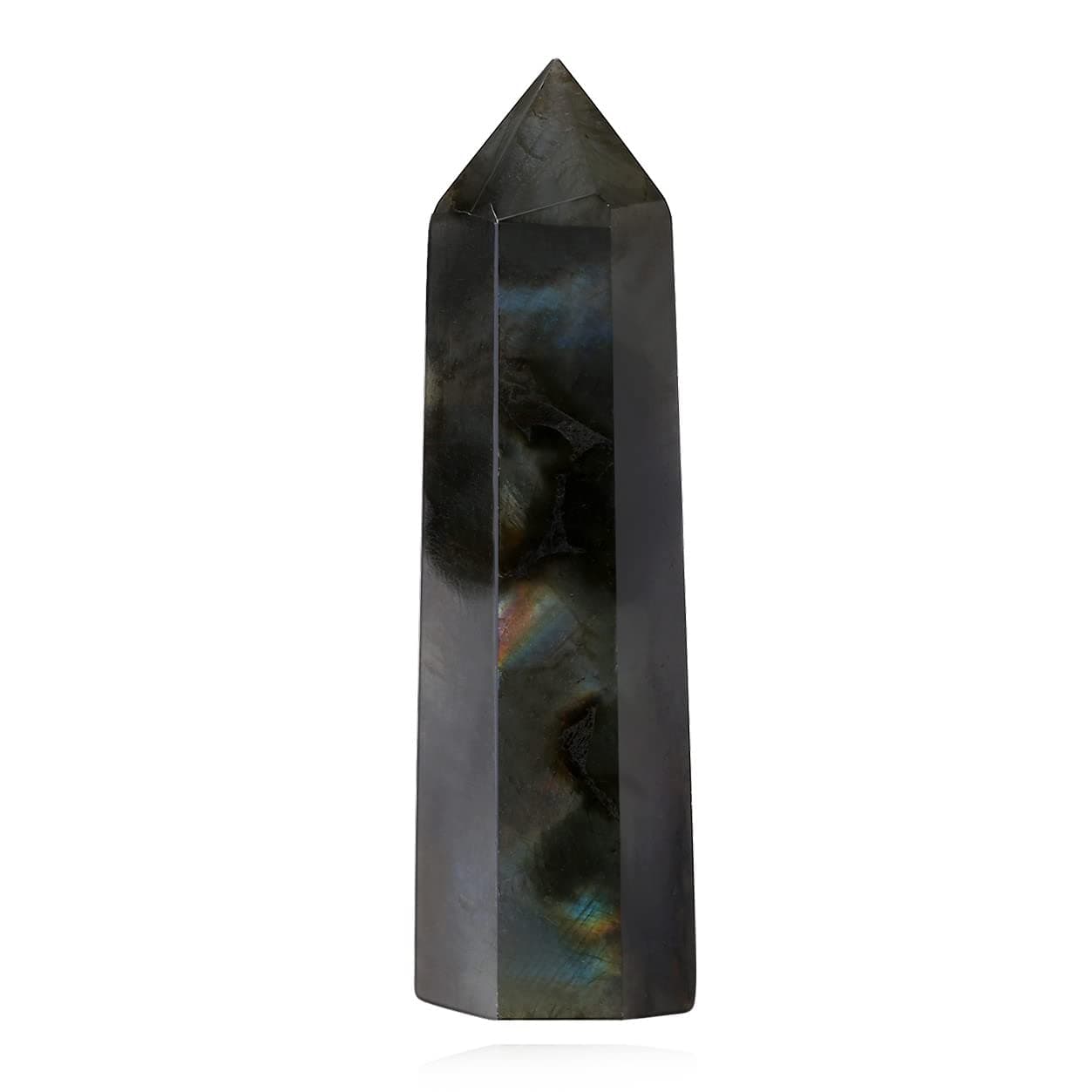 XIANNVXI 2" Labradorite Crystal Wand Healing Crystals Wand Tower Natural Gemstone Stone Hexagonal Point Wand for Reiki Meditation Therapy Energy Direction