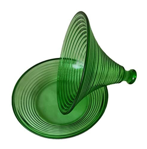 Hand Casted Glass Tagine for Serving Food. 23 cm Round. 22 cm Height. Pyramid Step Design. Base Plate 5 Cm Deep. Product Weight 1865 gm. Green Color
