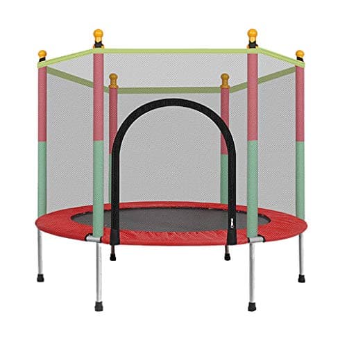 【 US Stock】 Kids 5-Foot Jump Trampoline with Net Enclosure Cover Garden Indoor and Outdoor Jumper Toy for Kids Family Happy Time, Easy to Installation