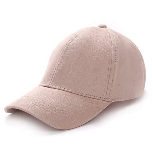 ZOMOY Baseball Hat Unisex Faux Suede Cotton Adjustable Plain Cap Polo Style(Light Pink)