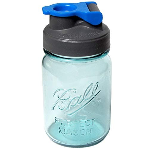 County Line Kitchen Classic Blue Glass Mason Jar Drinking Bottle with Durable, Convenient Flip Cap Lid, Drinking or Storage Container, Leakproof
