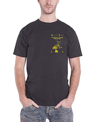 Official Twenty One Pilots T Shirt Trench Title Band Logo Mens Ash Black Size XL