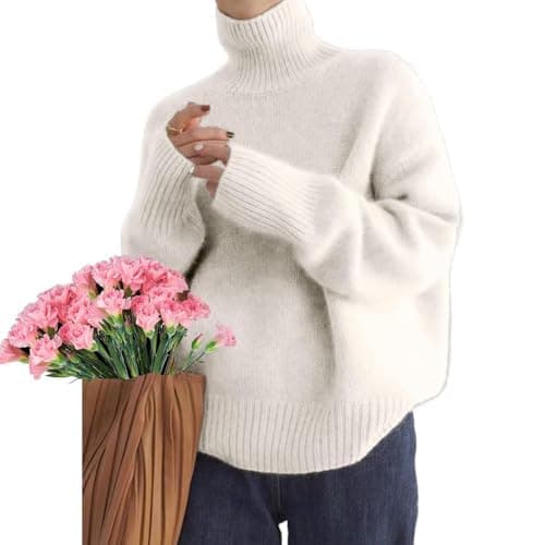 Women's Turtleneck Sweater Chunky Long Sleeve Knitted Roll Neck Tops Pullover Trendy 2024 Ladies Polo Neck Jumpers