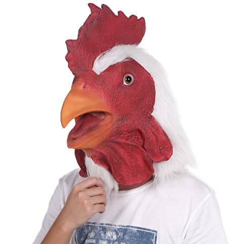 Lubber Rooster Animal Head Mask For Halloweem Costume Cosplay, Latex Funny Mask for Kids and Adult