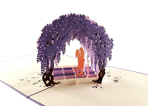 Romantic Wisteria Arbor 3D Pop Up Greeting Card - Private, Dreamy, Heart, Wow, Half-Fold, Valentine's Day, Just Because, Thinking of You, Engagement, Happy Anniversary, Friendship