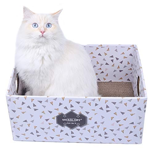 Vivaglory Cat Scratcher Box, Cardboard Cat Scratch Bed Scratching Pad Toy for Big Large Cats, Triangle