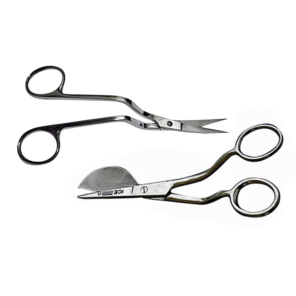 6" Stainless Steel Applique Duck Bill Scissors Blade Offset Handle 6" Machine Embroidered Double Curved Scissor Bundle