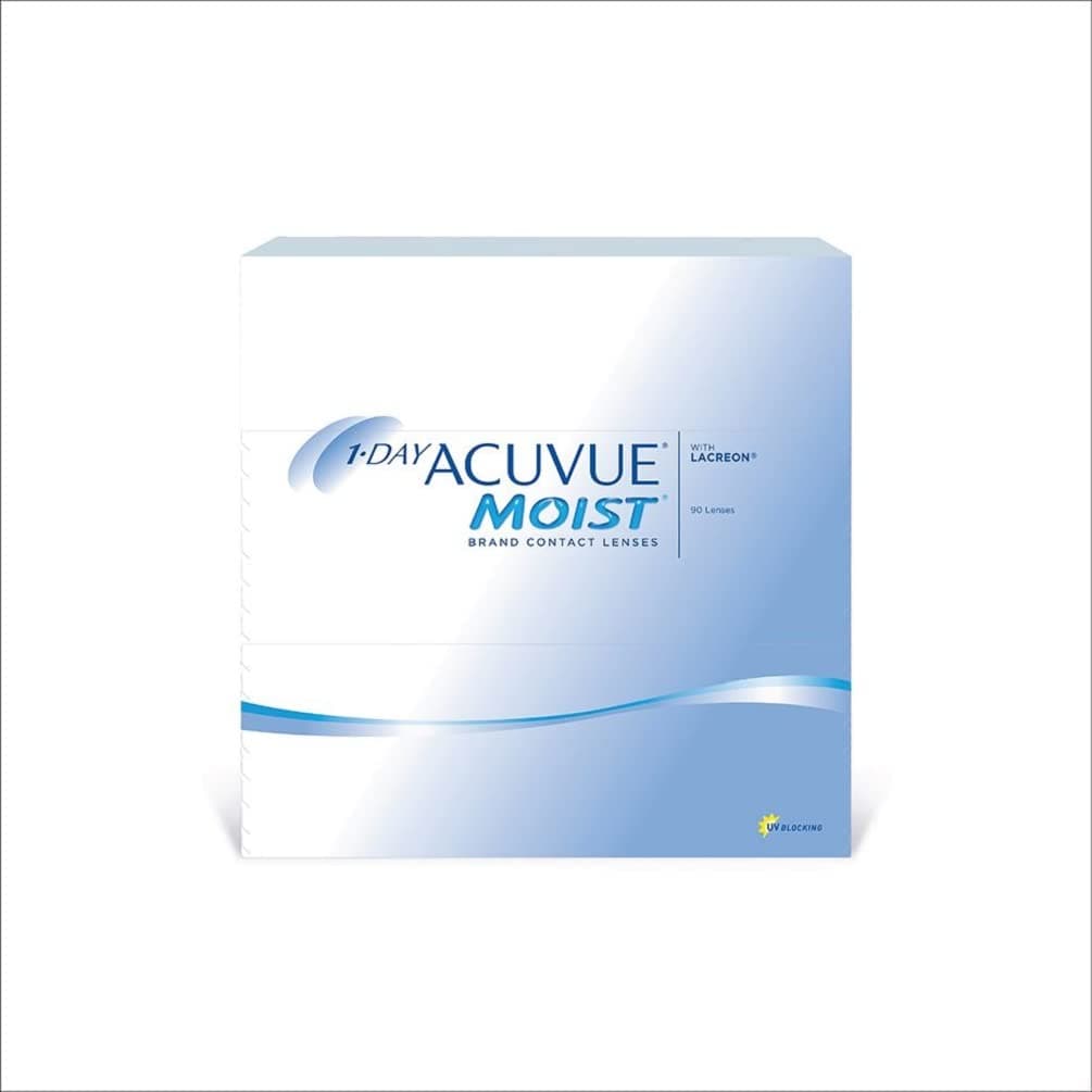 1-Day Moist, Power: -1.75, Daily Disposable Contact Lenses, Pack of 90 lenses, From Johnson & Johnson
