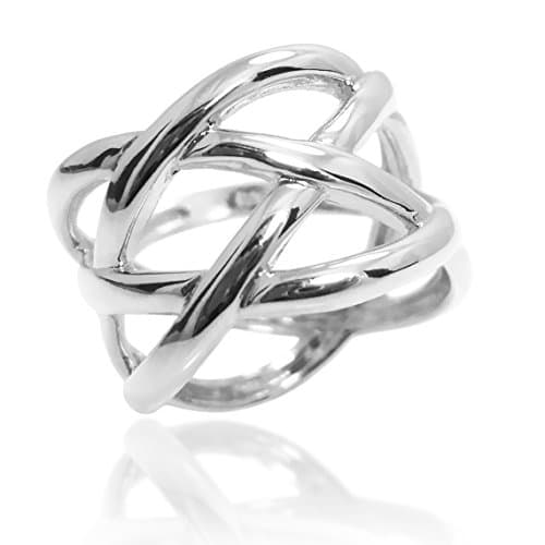 White Gold CELTIC KNOT RING 14k Cutout Braided Ring Infinity Wide Band