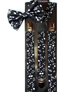 Music Notes Unisex Adult Fashion Suspenders Bow Tie Combo
