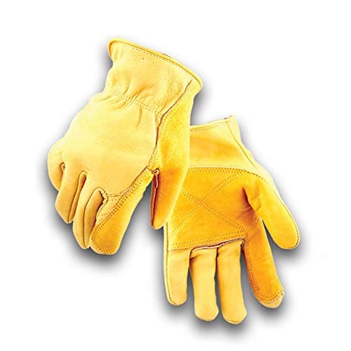 Golden Stag Iron Fencer Leather Work Glove- 207 Medium Cowhide Leather Fencing Gloves for Men Heavy Duty Double Palm, Guantes de Trabajo, Ranch, 207M