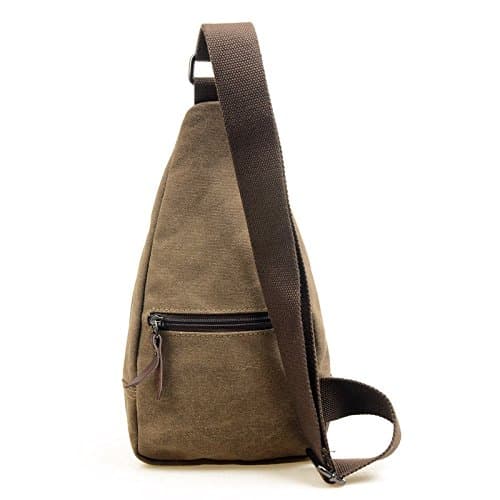 Canvas Casual Outdoor Sports Unbalance Backpack Crossbody Sling Bag Chest Bag for Men (S, Coffee)