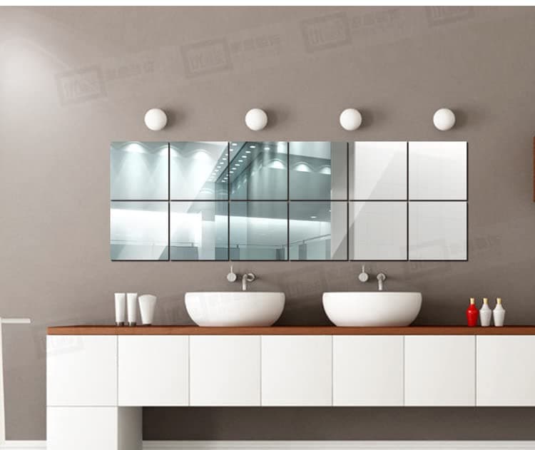 ITTA 24 pcs 6" x 6" Acrylic Decorative Self-Adhesive Tiles Mirror Wall Stickers DIY Mirror Home Decor