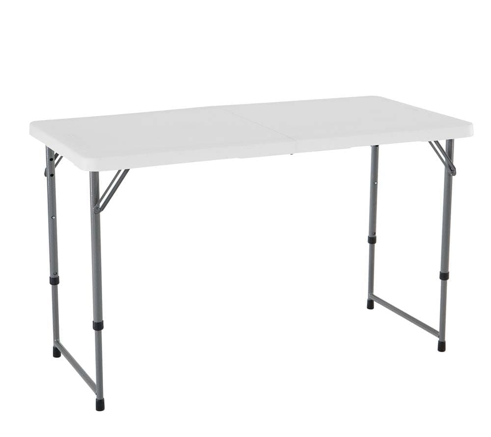 LIFETIME Fold-in-Half Adjustable Folding Table, 4 Foot