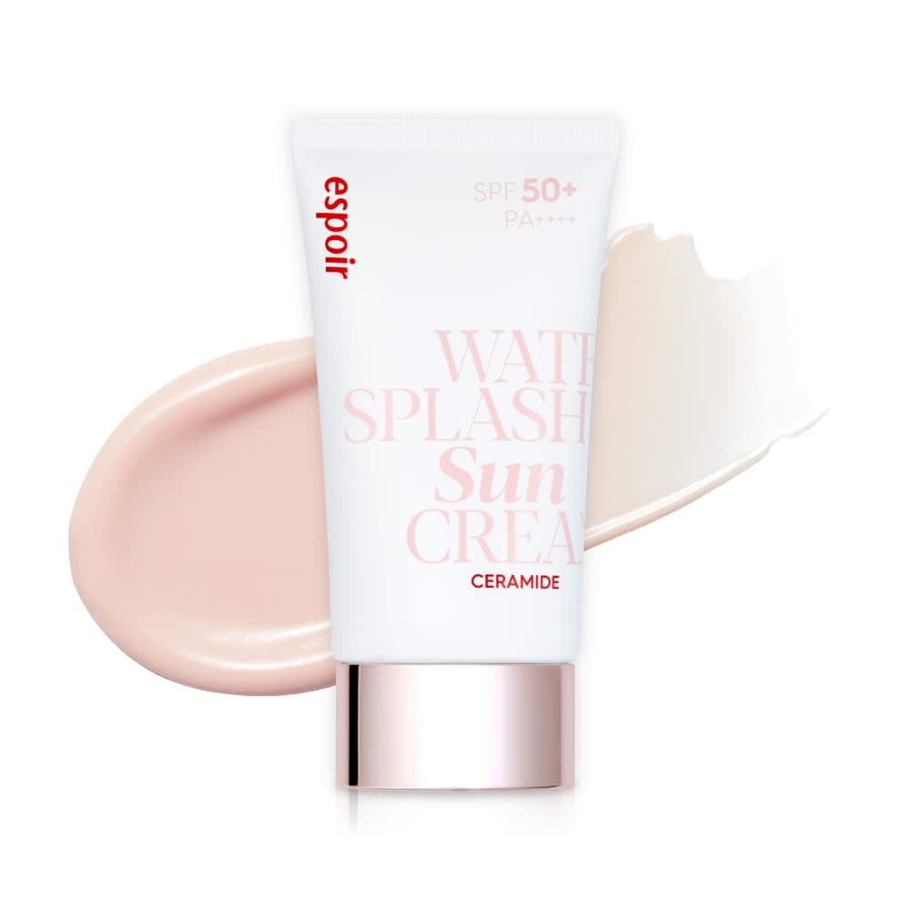 Water Splash Sun Cream Ceramide 2 oz | Moisturizing Barrier with CeramideNP Peptide | Tinted Sun Block | Excellent Coverage | Substitute Sunscreen for BB Cream | Korean Base Makeup