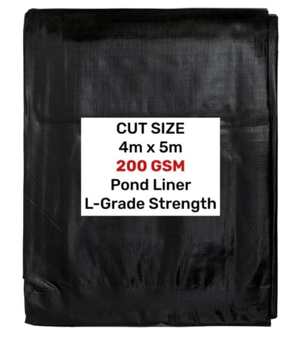 4m x 5m Flexible Pond Liner, 200gsm, 13.12ft x 16.40ft, LDPE, Unparalleled Durability and Tear-Resistance, Long-Lasting and Leak-Free Lining for your Pond