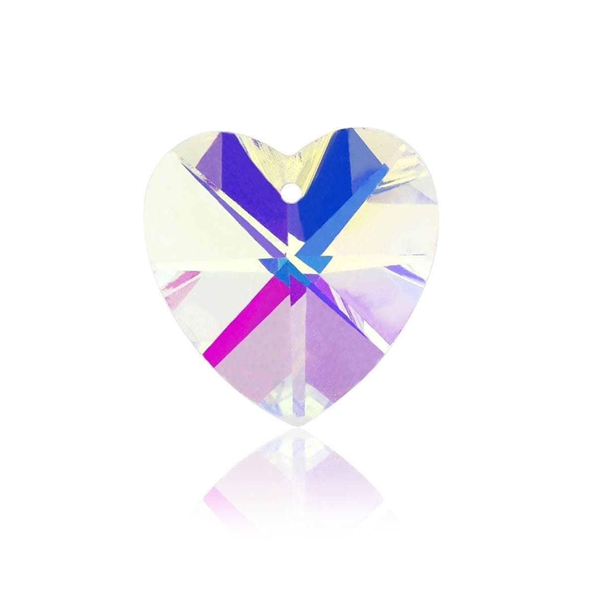 Nibiru 28 Pcs Glass Crystal AB Loose Beads Pendant 14 mm Heart Shape Crystal Gemstone for Jewelry Making Decorations (28pcs 14mm Heart)