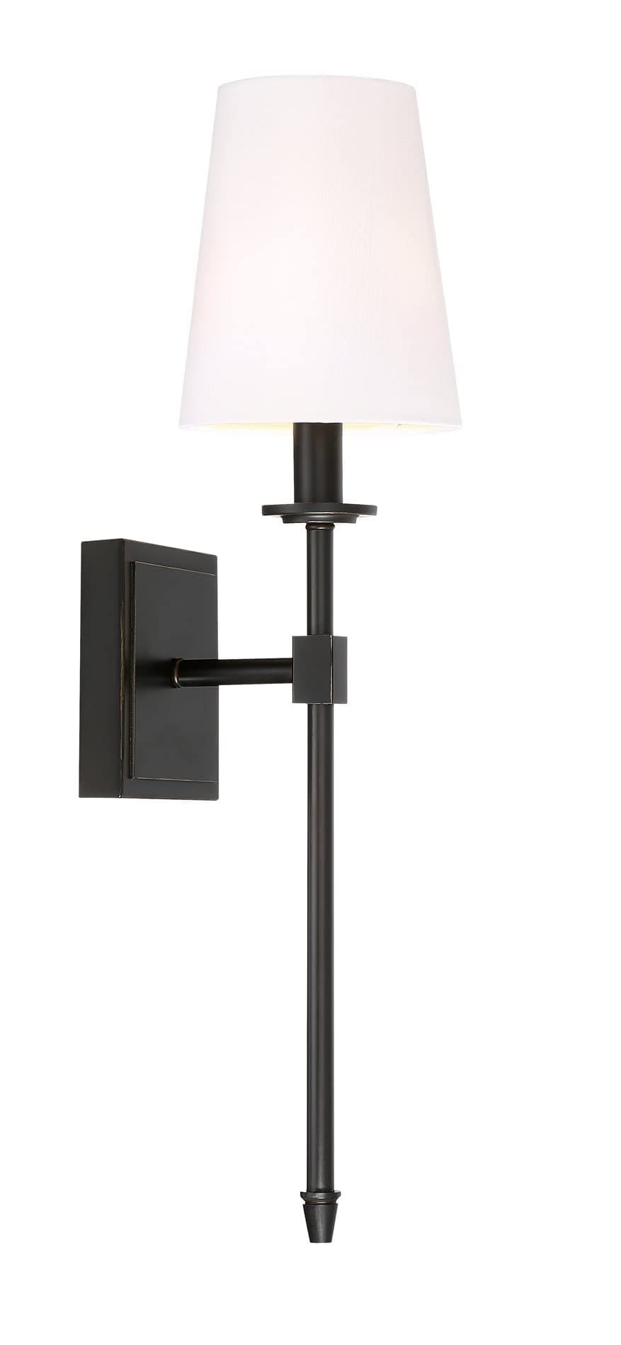 - Torche 20" Wall Sconce/Wall Light + Linen Shade, Oil-Rubbed Bronze Finish