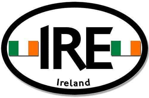 Euro Oval IRE Ireland Sticker (Country Decals, Green, White, and Orange Irish Flag Vinyl for Cars, Trucks, Laptops, and Coolers (3 x 5 inch)