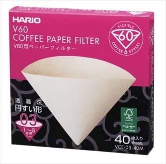 Hario V60 Size 03 Coffee Paper Filters 40-Count Boxed (Total of 40 Sheets) (Natural)