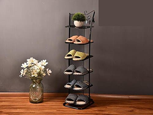 DNSJB Iron 6-Tier Shoe Rack,Living Room Dormitory Standing Shoe Organiser Shelf,Creative Modern Storage Racks Slippers Racks,26x29x97 Cm (color : Black)