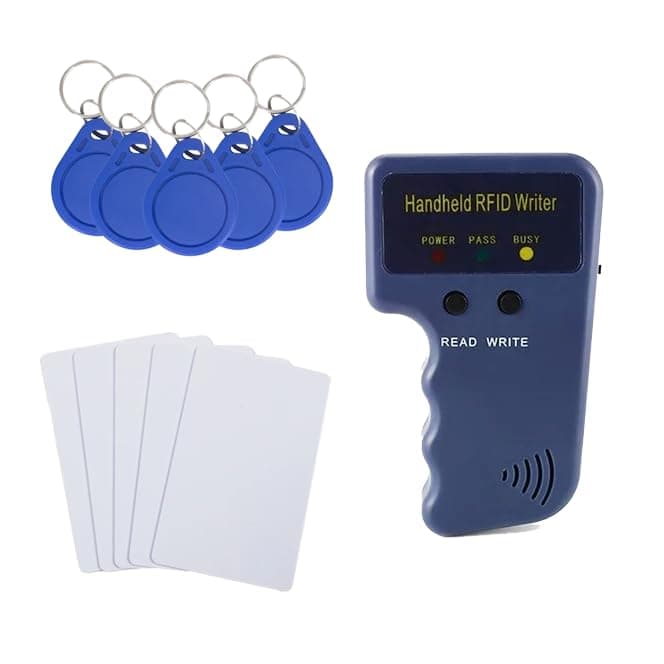 Handheld 125KHz RFID Access Card Duplicator with 5 cards 5 key tags, Programmer, Writable T5577 ID Key Cards