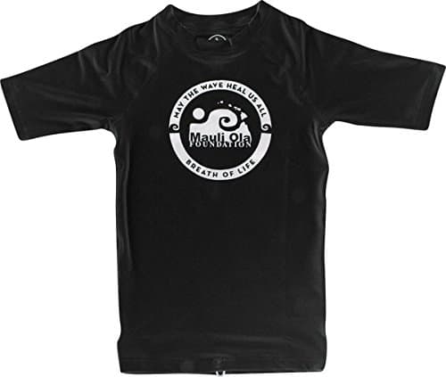 Mauli Ola Foundation Adult Short Sleeve Black / White Medium Rash Guard