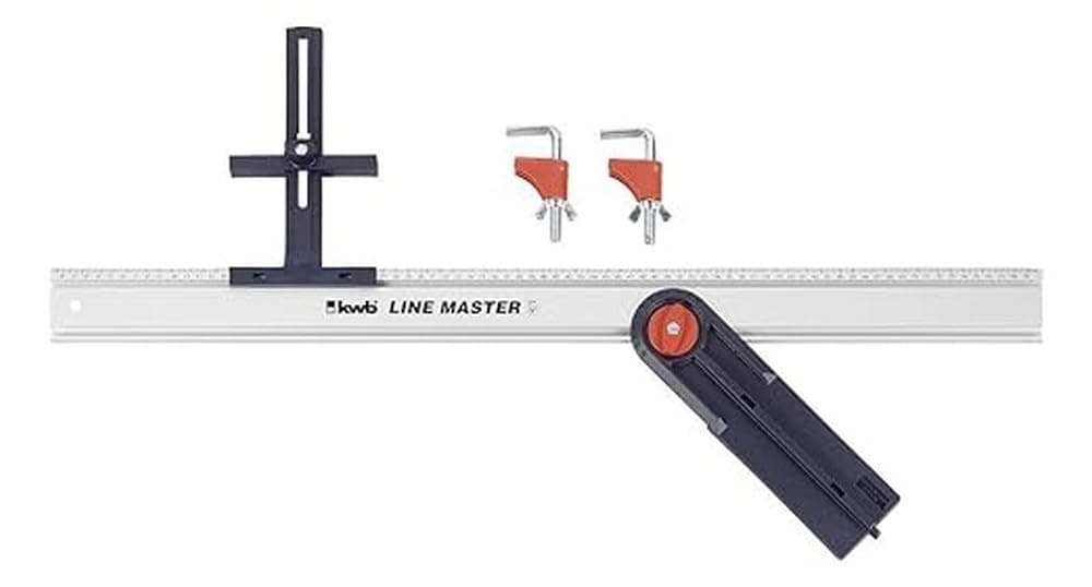 Line-Master Precision Ruler 800 mm - Set with Guide Rail, Angle Stop, Saw Guide and Clamping Clamps - Ideal for Wood, Crafts and Metal Work