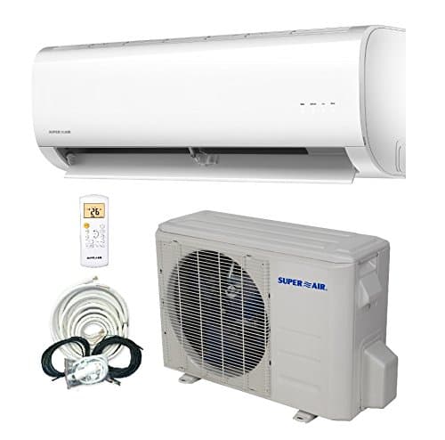 Superair 9000 BTU 15 SEER (3/4 TON) Ductless Mini Split System Inverter Air Conditioner with Heat Pump 110V - Full Set