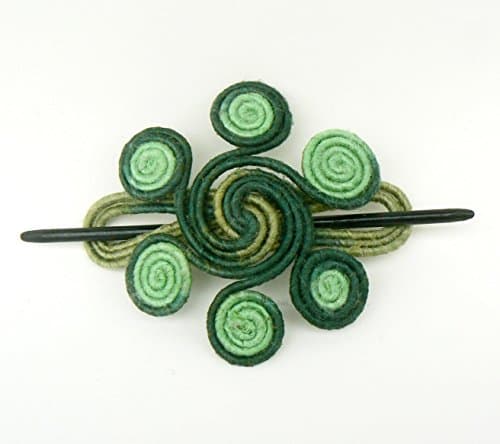 Green hair clamp Hair stick barrette Fork Slide Fascinator Scarf clip Brooch Boho Ponytail holder