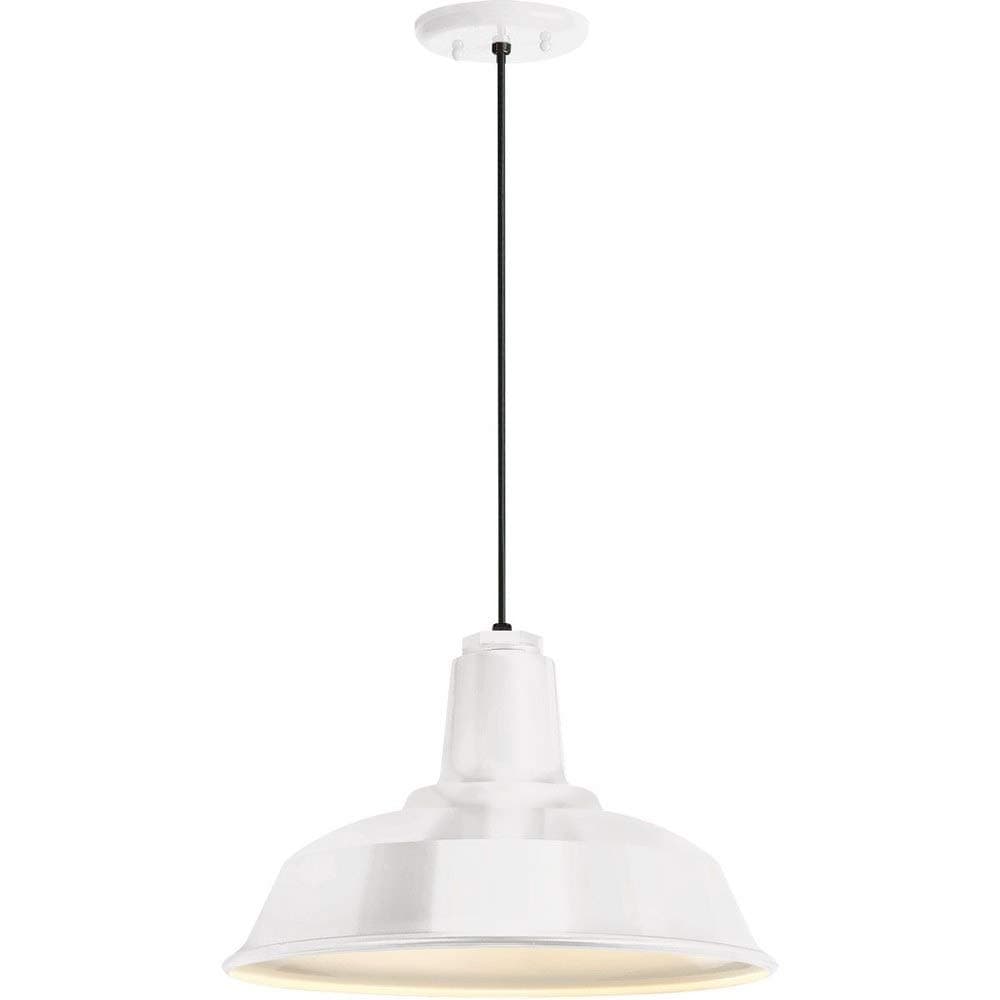 Troy Lighting 5DRH14MWT-BC Essentials by Troy TRM Bryson - 14 Inch One Light Pendant, Gloss White Finish with Gloss White Glass
