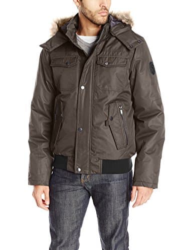 Buffalo by David Bitton Men's Brushed Radiance Hooded Jacket, Military Grey, Large
