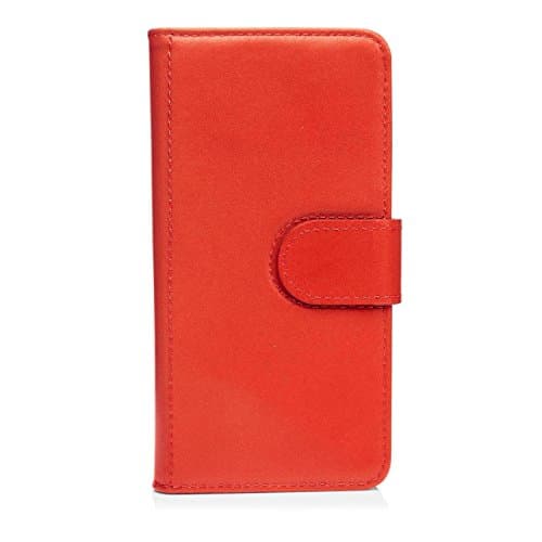 iPhone 7 Case Pipetto Magnetic Wallet Case for iPhone 6/6S/7/8 [Large] - Premium Genuine Leather with 4 Card Slots and Stand Feature - Wallet Cover with Detachable Magnetic Shell - Red