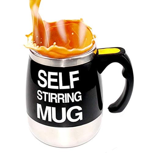 Self Stirring Mug Coffee Mug - Auto Stainless Steel Magnetic Stirring Mixing Cup for Coffee/Tea/Milk/Hot Chocolate Cocoa Protein (Black)