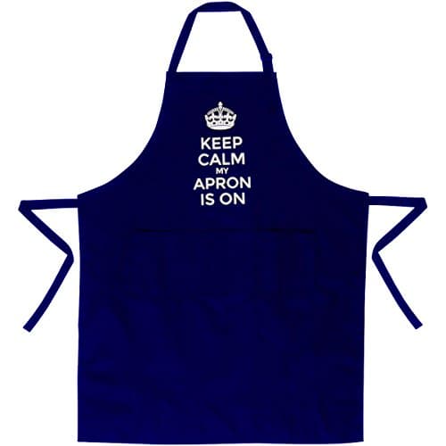 Kitchenlife "Keep Calm My Apron is On Chef Quality Cooking Apron. for Cooking, Baking, Crafting, Woodwork. (Royal Blue)