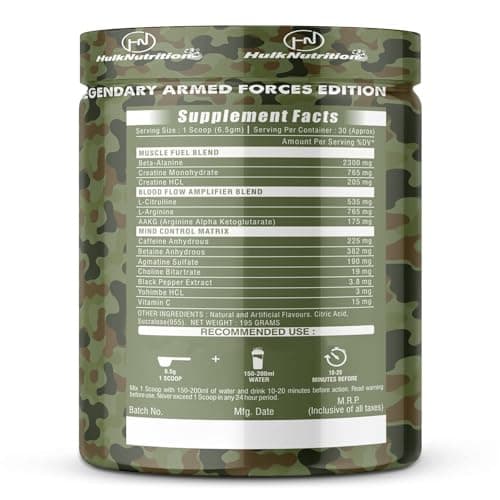 Hulk Nutrition Hardcore Pre-Workout Supplement, Energy Drink with Creatine Monohydrate, Arginine AAKG, Beta-Alanine, Explosive Muscle Pump, Caffeinated Punch - For Men & Women [30 Servings, Beast Berries]