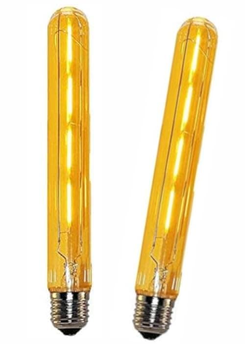 Pack of 2 Long Tube LED Bulb Edison Retro Vintage Decorative Tube Light Bulbs E27 4W, Non Dimmable,T30 Filament LED Bulbs Warm White 2700K Amber Glass AC 220-240V.