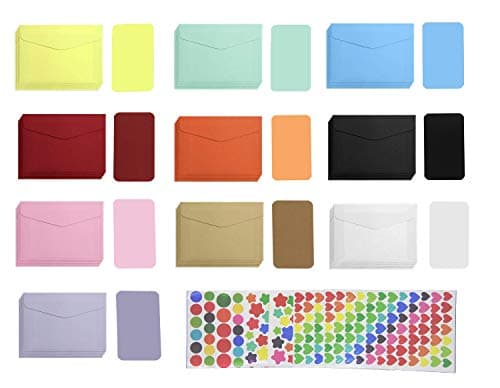Sowaka 50 Count Colorful Mini Envelope with Small Note Cards Stickers Cute Assorted Color Tiny Envelope Pocket Small Greeting Cards for Wedding Birthday Party Supplies Business Note