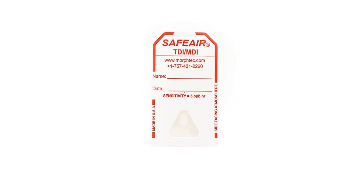 SafeAir TDI/MDI Badge for Aromatic Isocyanates (Part# 382001-50, 50-Pack) and Strap Clips (Part# 401966-10, 10-Pack)