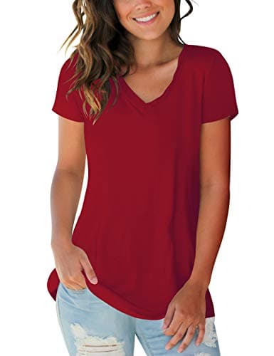 liherWomens Tops V Neck Tee Casual Short Sleeve and Long Sleeve T Shirts