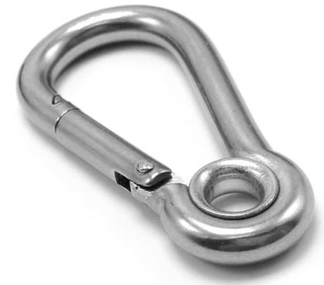 Marine Part Depot Stainless Steel Carabiner Spring Snap Link with Ring 4"