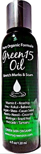 Best Organic Stretch Mark Oil Safe in Pregnancy GREEN15 Oil Blend