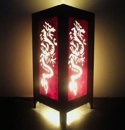 Thai Vintage Handmade ASIAN Oriental Yakuza Japanese Dragon Lamp Floor or Table Lamp Shades Lighting