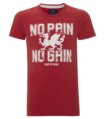 Front Up Rugby Men's Wales 6 Nations T-Shirt - Stereo Red, Large