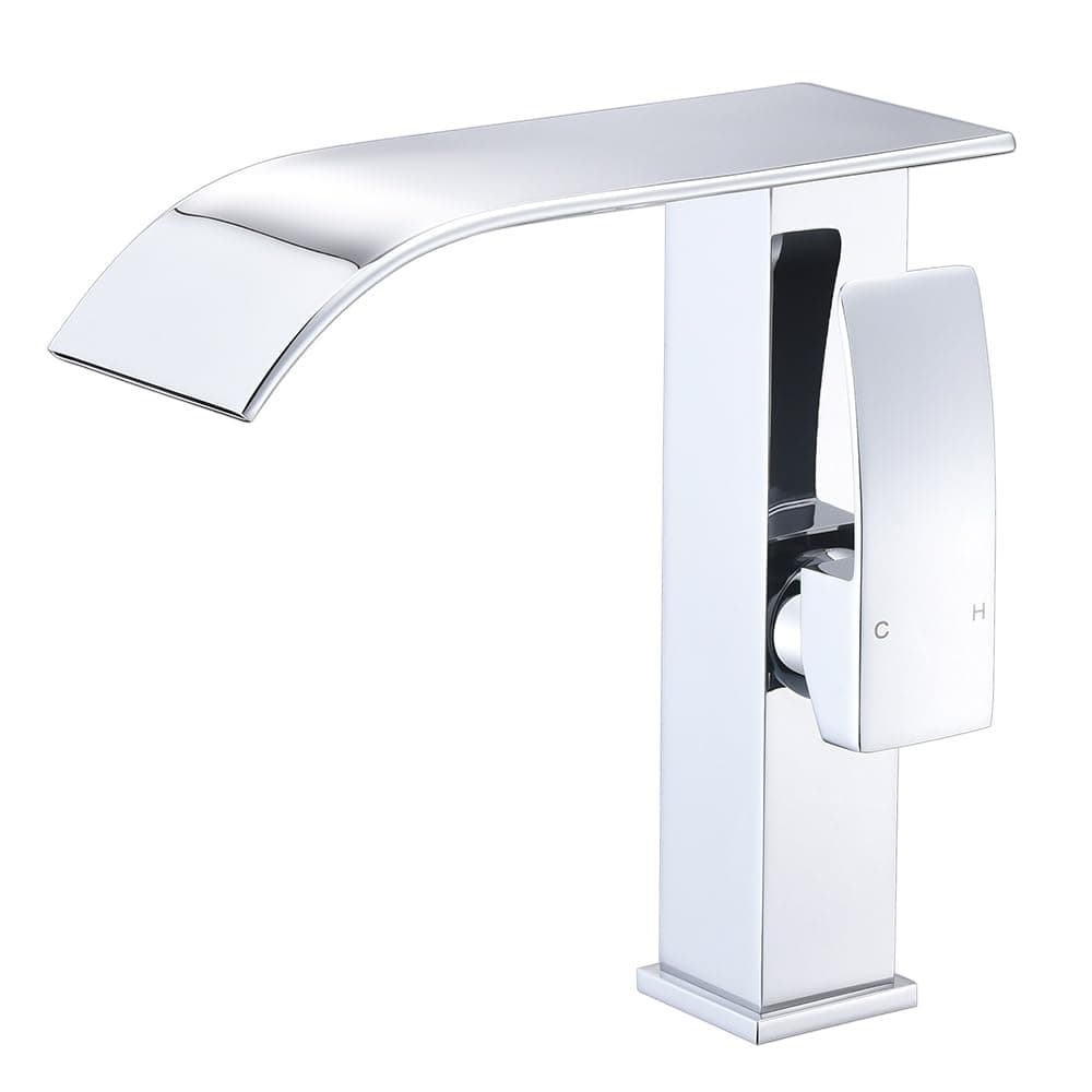 Modern Widespread Waterfall Spout Bathroom Vessel Sink Tall Faucet, Chrome