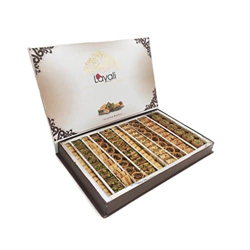Baklava Assortment Gift Box (26.5 oz),Gift Basket,Petite Gourmet,Best Gift For Mother Day , Layali Desserts, Nuts gift, Gift for women,Get Well Corporate Basket , baklava pastry, pistachio , cashews