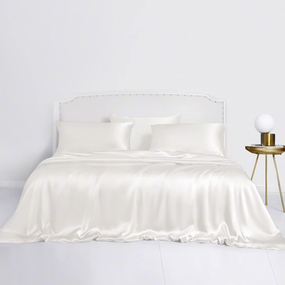 Linenwalas Tencel Lyocell Duvet Cover Set, Eucalyptus Cooling Lightweight Silk Comforter Cover Set with Zipper Closure & Corner Ties (White, King)