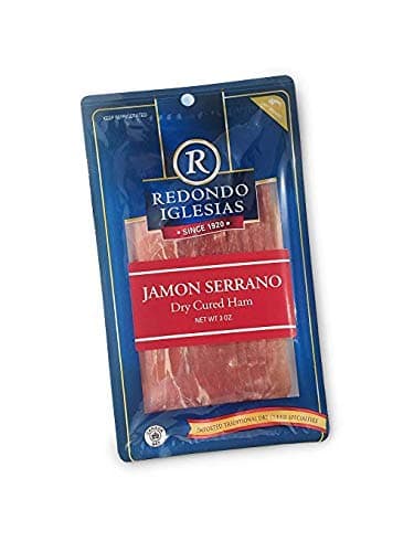 Jamon Serrano Sliced 3 oz - 15 months aged dry cured ham - Spanish Gourmet Delicatessen - SPAIN
